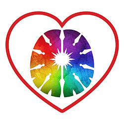 rainbow heart inside heart outline