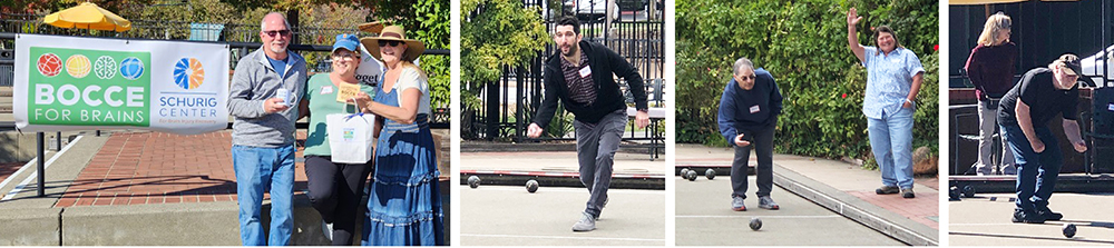 four photos of bocce guests