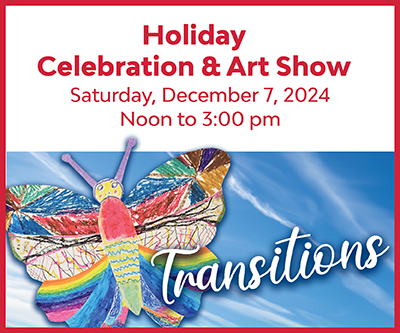 Holiday Celebration & Art Show Graphic with butterfly artwork